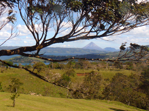 There's a nice volcano view from the front porch. 